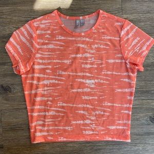 Orange print mesh t shirt